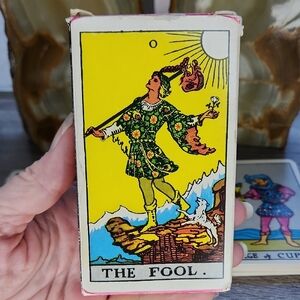 Vintage Arthur Edward Waite Classic Tarot Card Deck with Yellow and Green Design